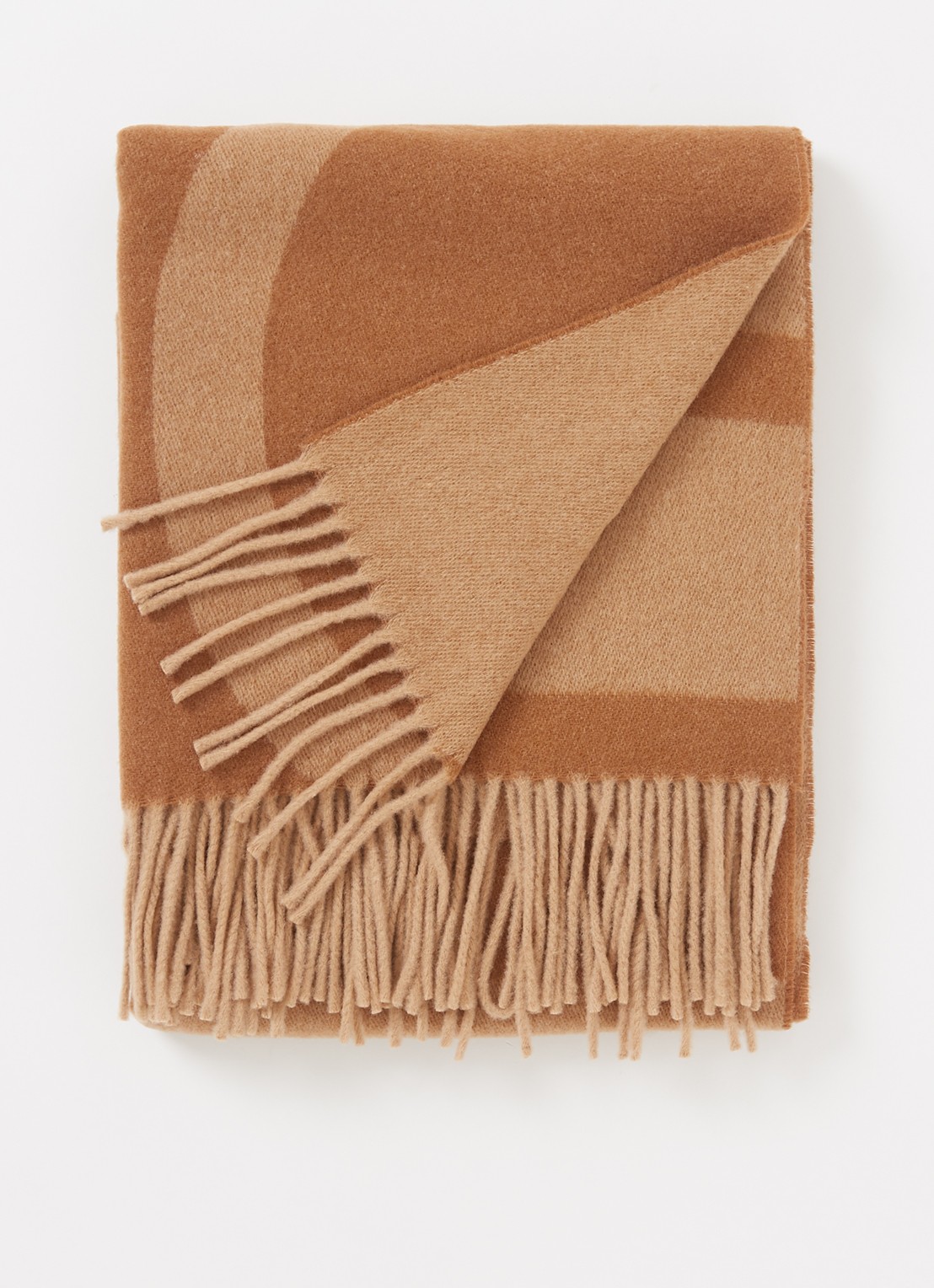 TOTEME Monogram sjaal van wol 200 x 50 cm - voorkant camel