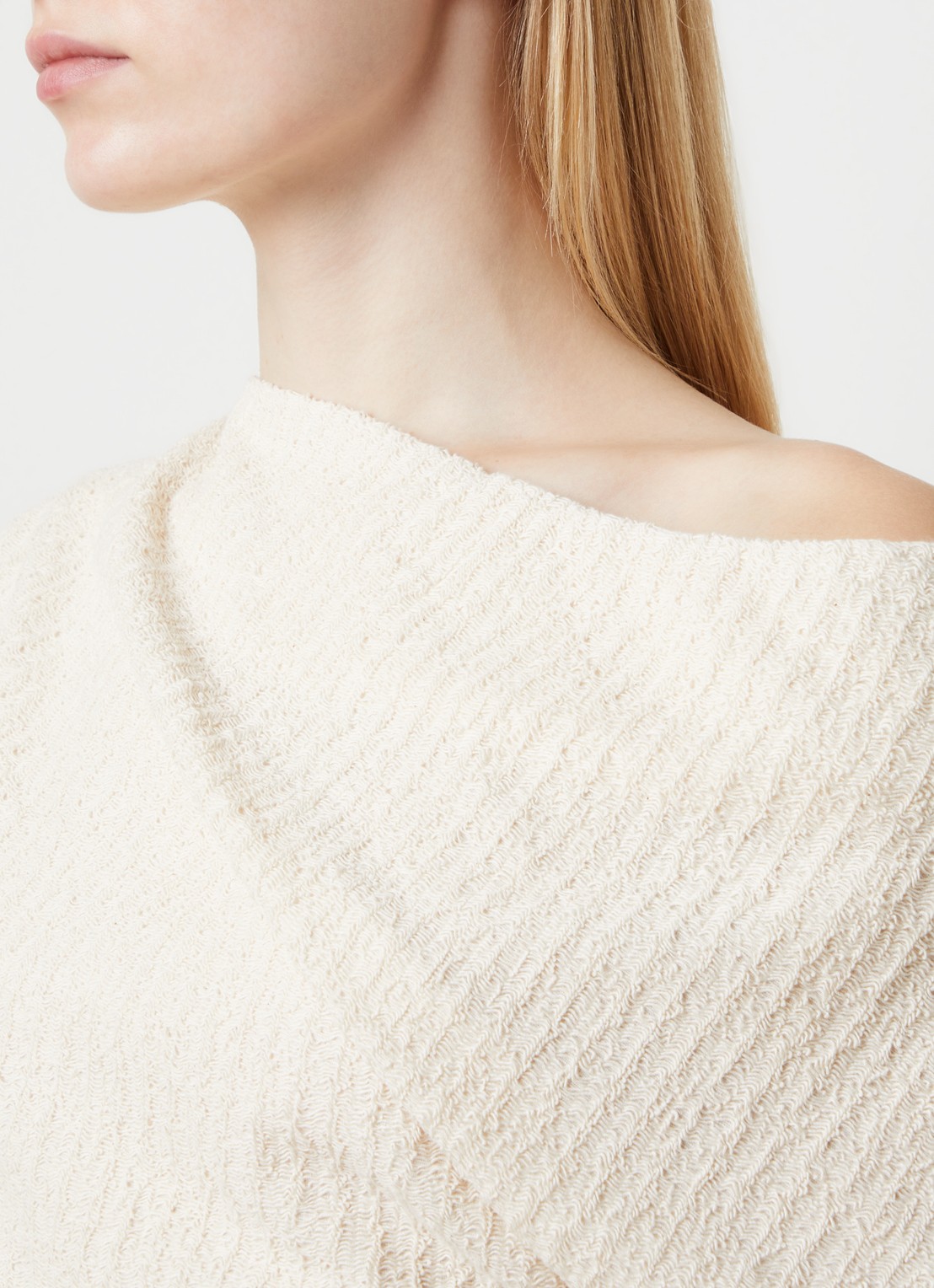 TOTEME One shoulder top met structuur - detail 5 gebroken wit