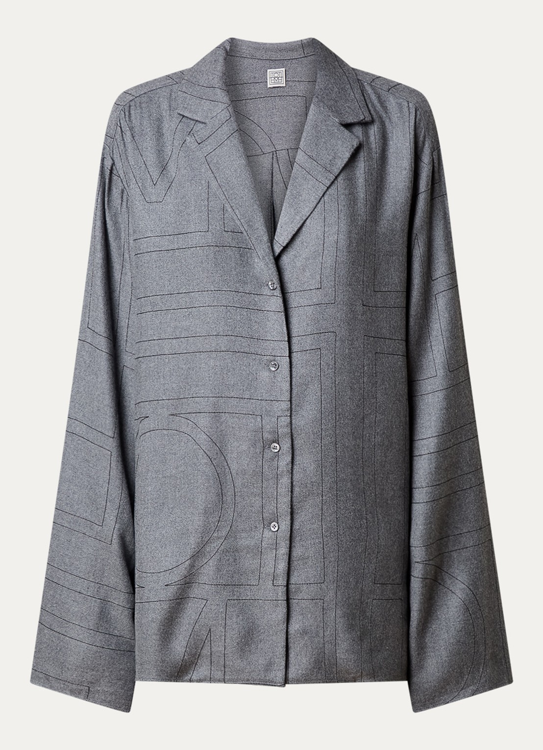 TOTEME Oversized blouse met logoborduring - voorkant grijs