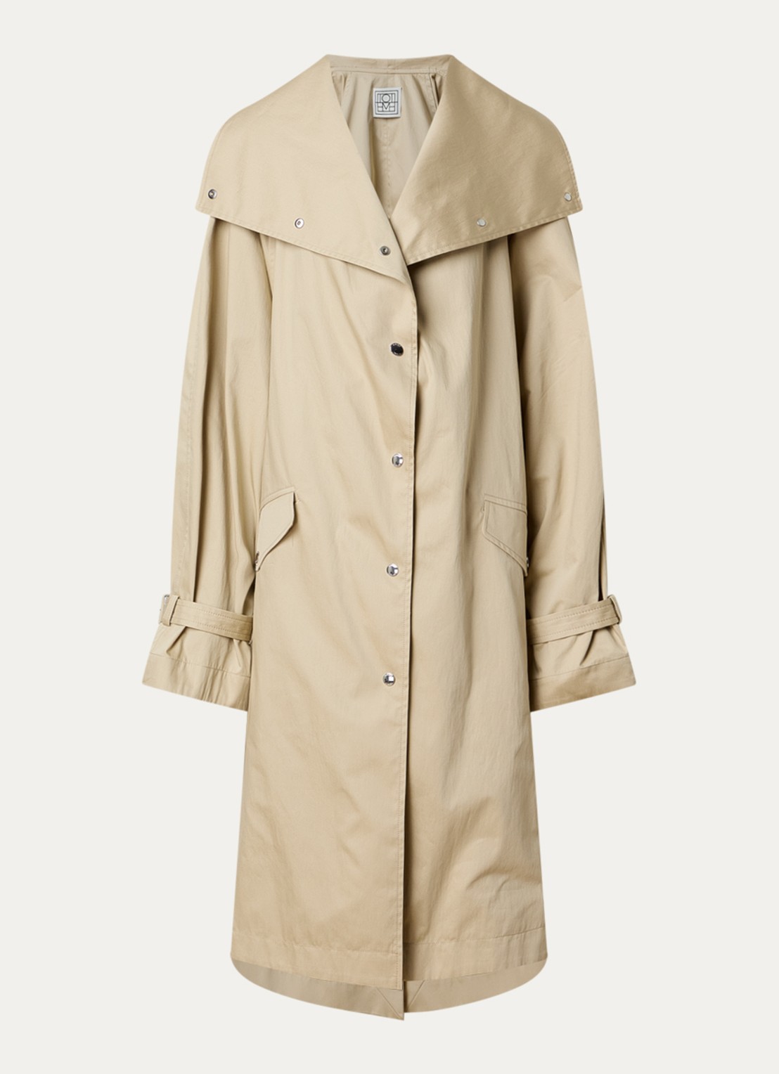 TOTEME Oversized trenchcoat met klepzakken en opstaande kraag - voorkant 4 beige