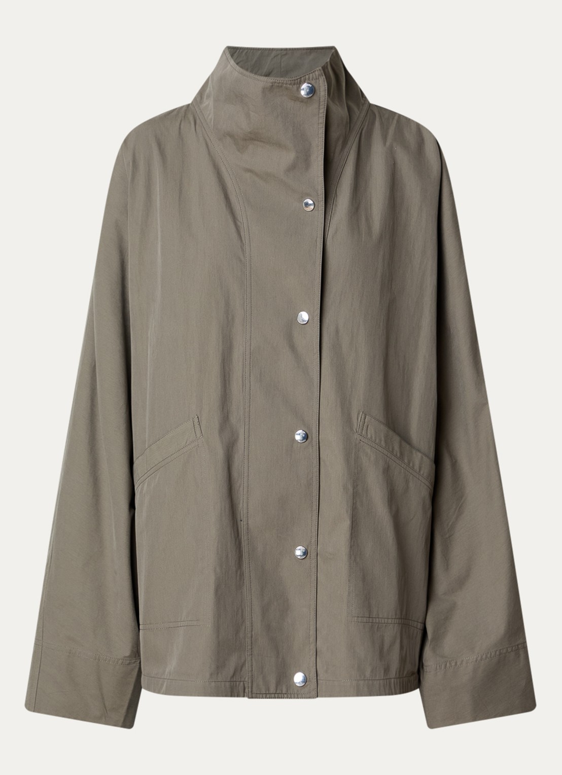 TOTEME Oversized windjack met steekzakken - voorkant bronsgroen