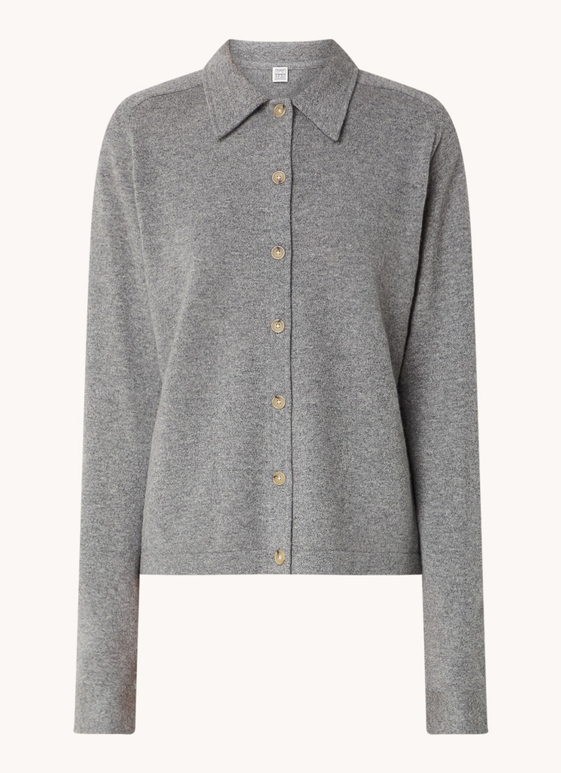 TOTEME Raglan fijngebreide vest van kasjmier - voorkant 4 grijsmele