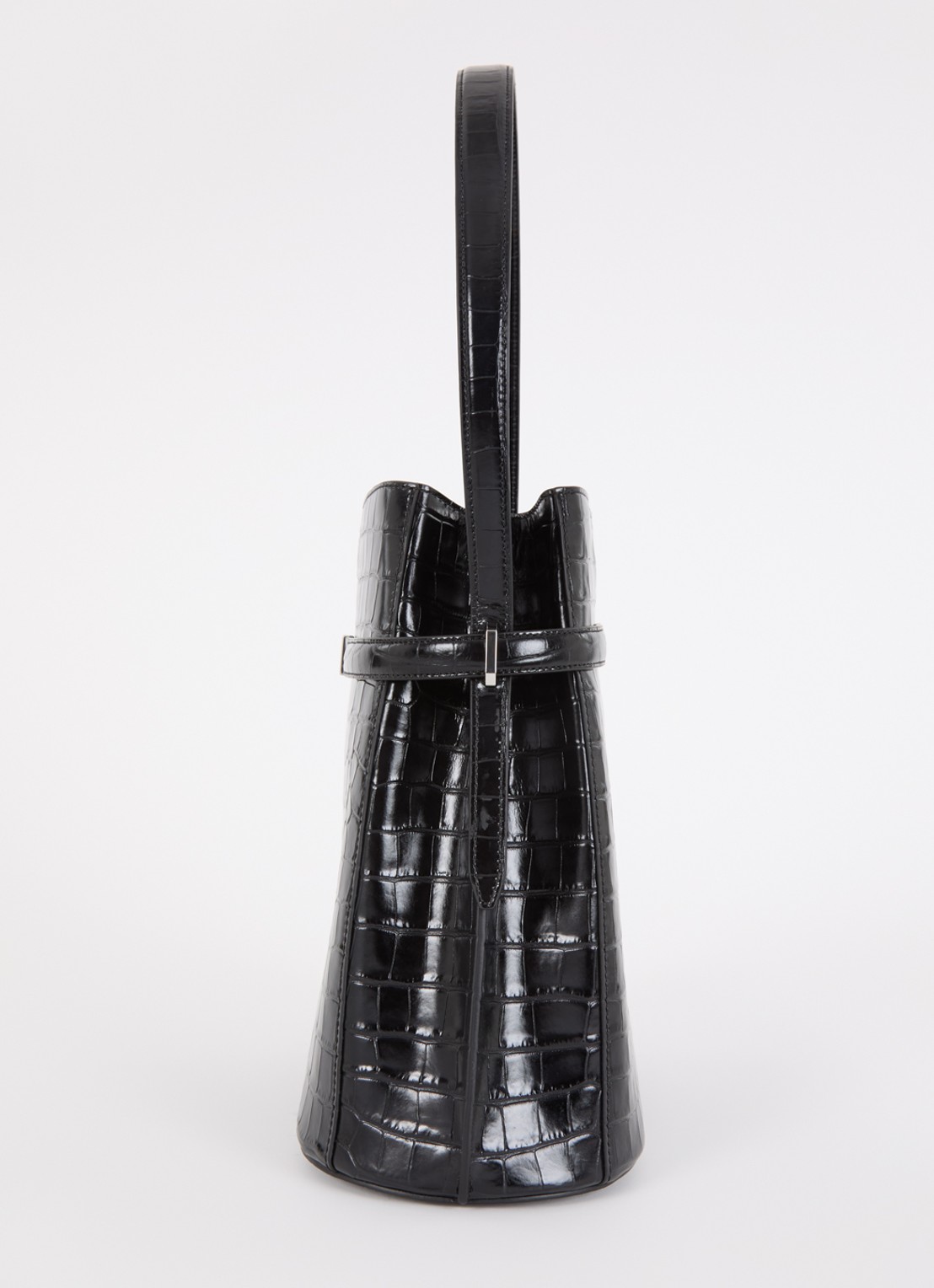 TOTEME Schoudertas van leer met crocostructuur - detail 5 zwart