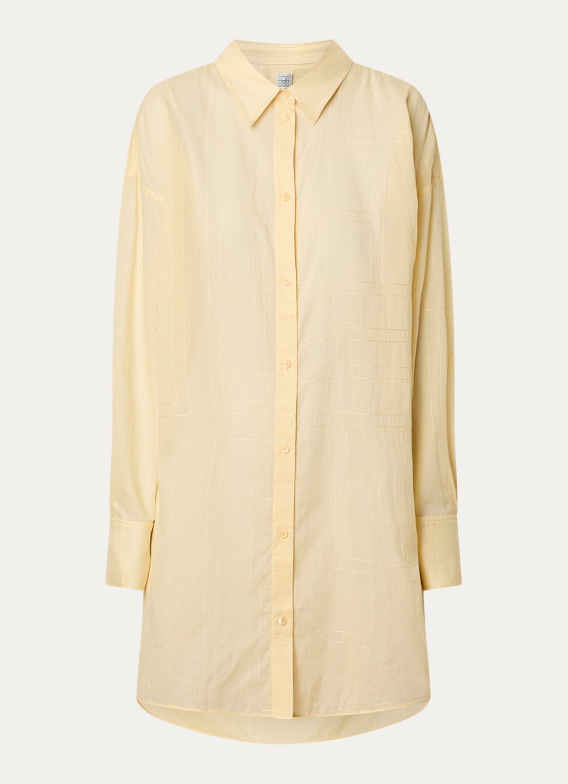 TOTEME Semi-transparante longline blouse  - voorkant 4 lichtgeel