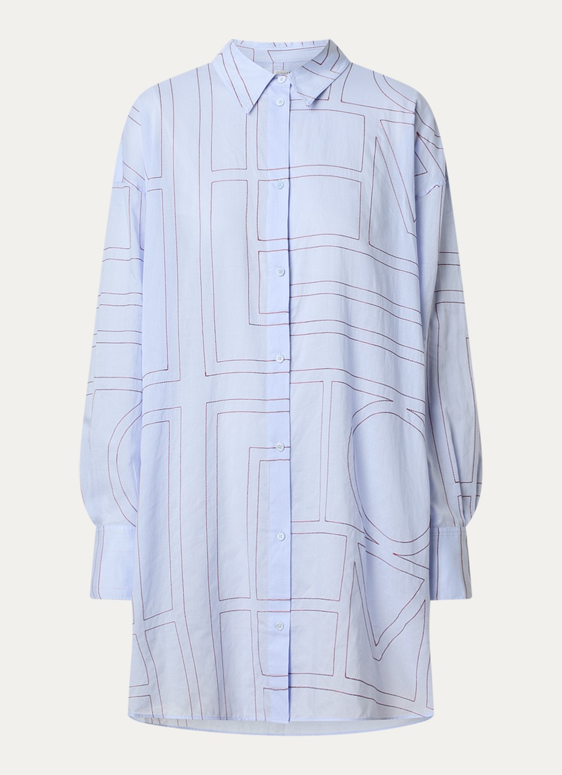 TOTEME Semi-transparante longline blouse  - voorkant 4 lichtblauw
