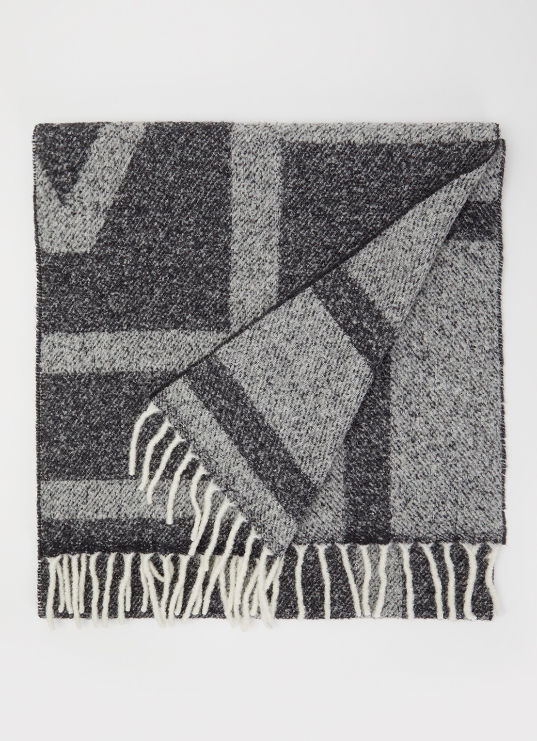TOTEME Sjaal van zijde met streepprint 55 x 55 cm - voorkant 2 donkergrijs