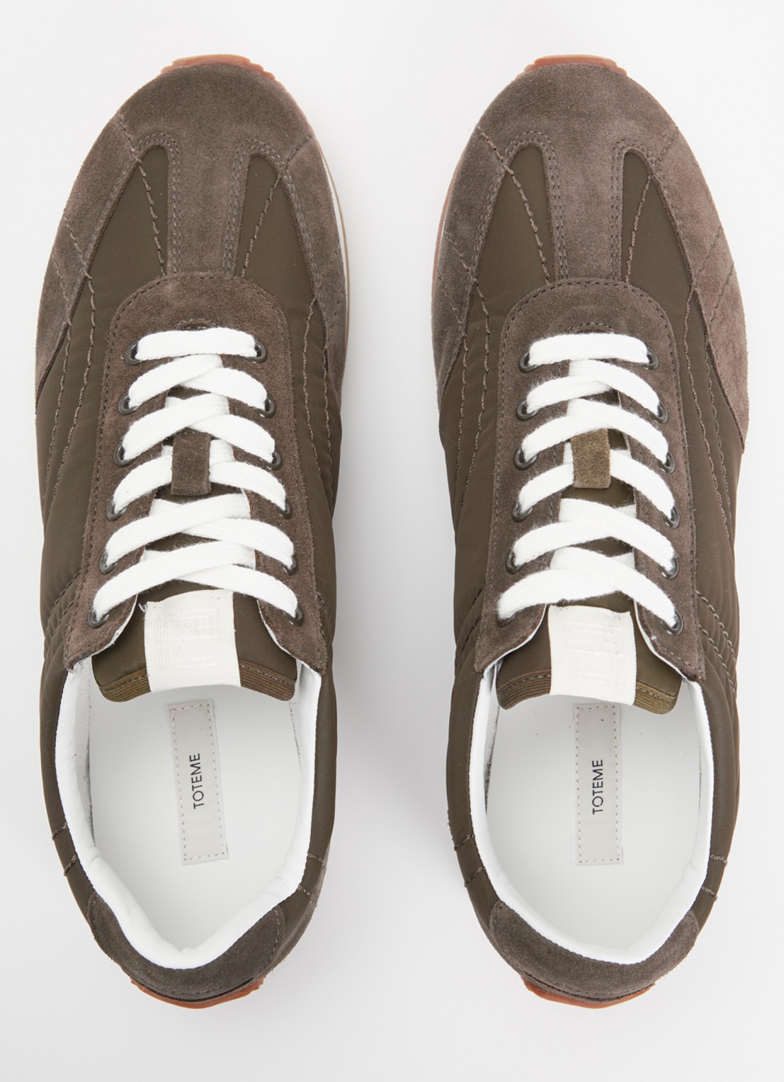 TOTEME Sport sneaker met details van suède - detail 3 olijfgroen