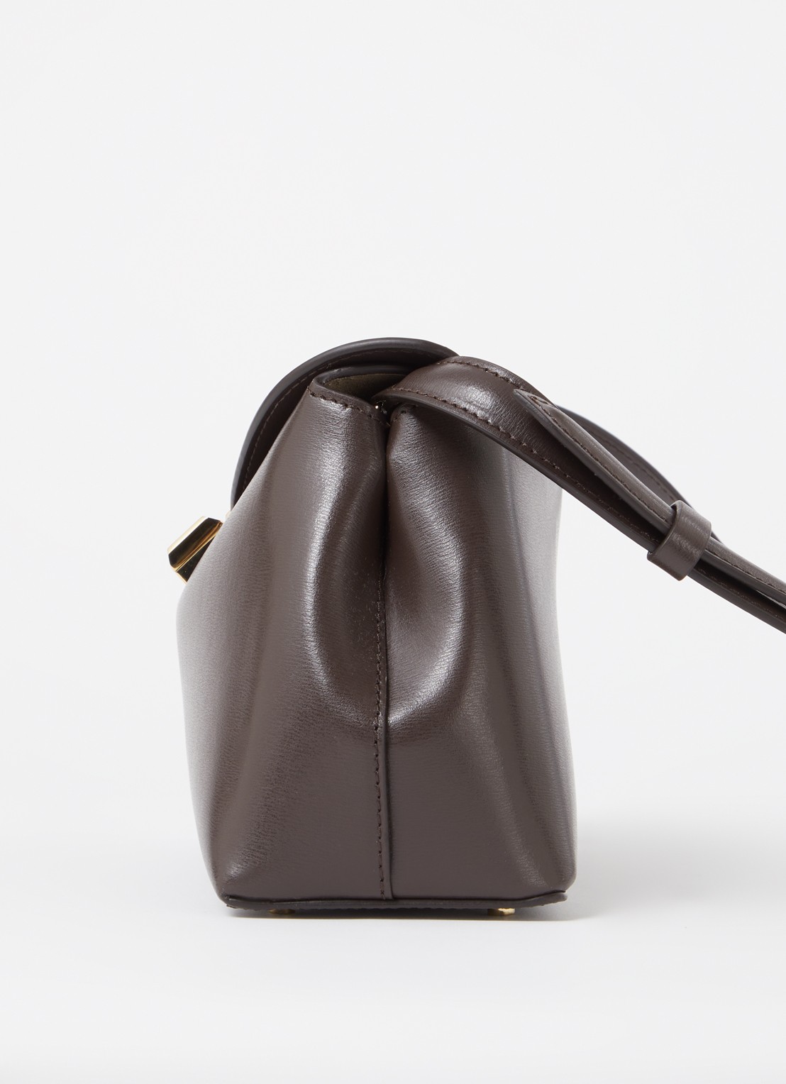 TOTEME T-Lock clutch van leer met afneembare schouderriem - detail 6 donkerbruin