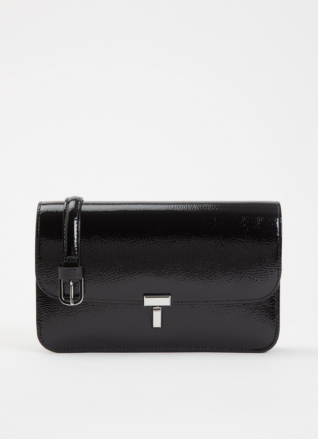 TOTEME T-Lock crossbodytas van leer  - voorkant 2 zwart