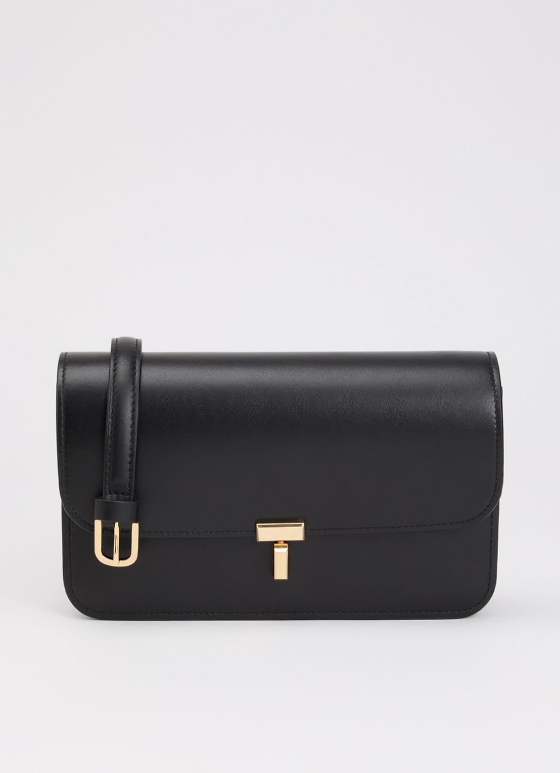 TOTEME T-Lock crossbodytas van leer  - voorkant zwart