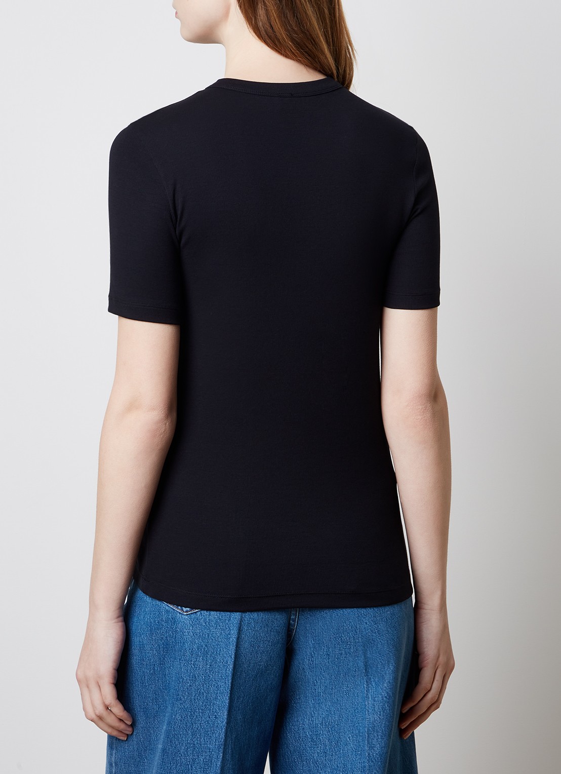 TOTEME T-shirt van  katoen met ribstructuur - achterkant 3 zwart