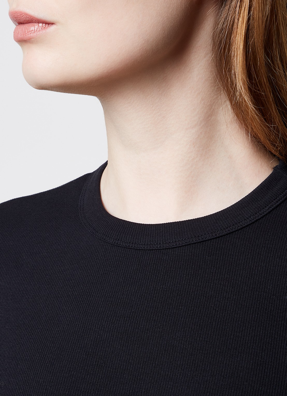 TOTEME T-shirt van  katoen met ribstructuur - detail 2 zwart