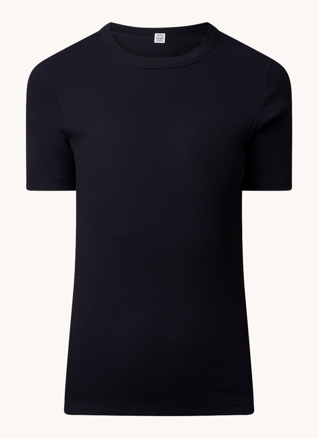 TOTEME T-shirt van  katoen met ribstructuur - voorkant 4 zwart