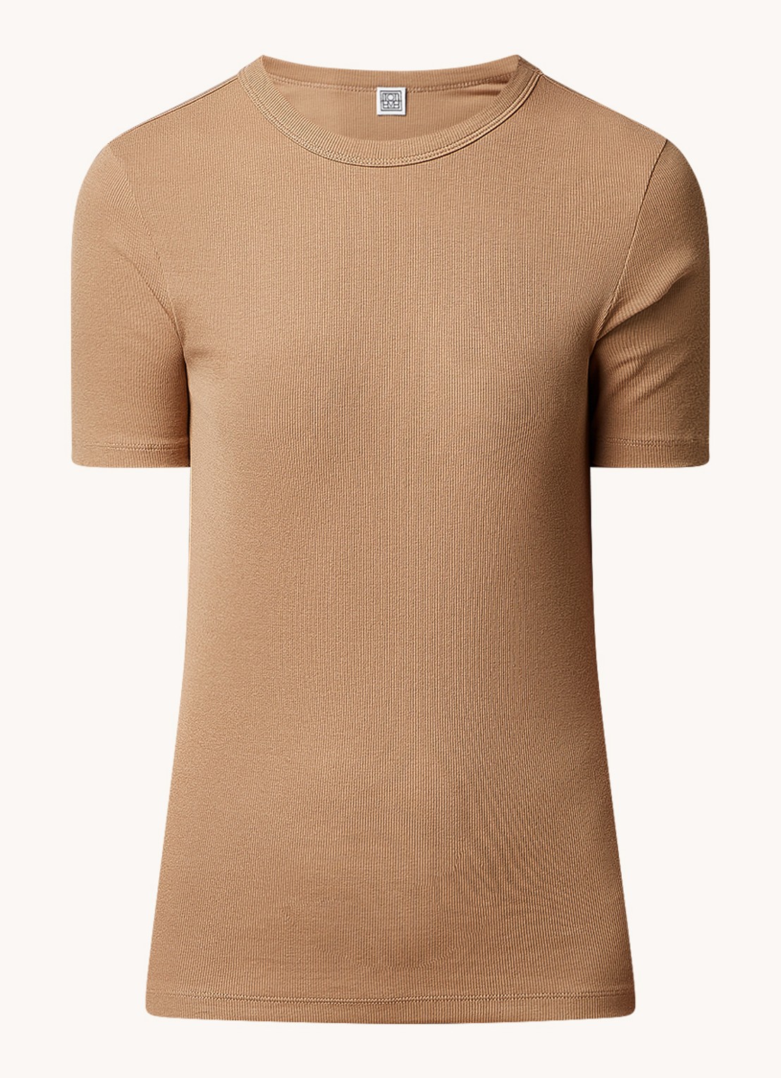 TOTEME T-shirt van  katoen met ribstructuur - voorkant 4 zand
