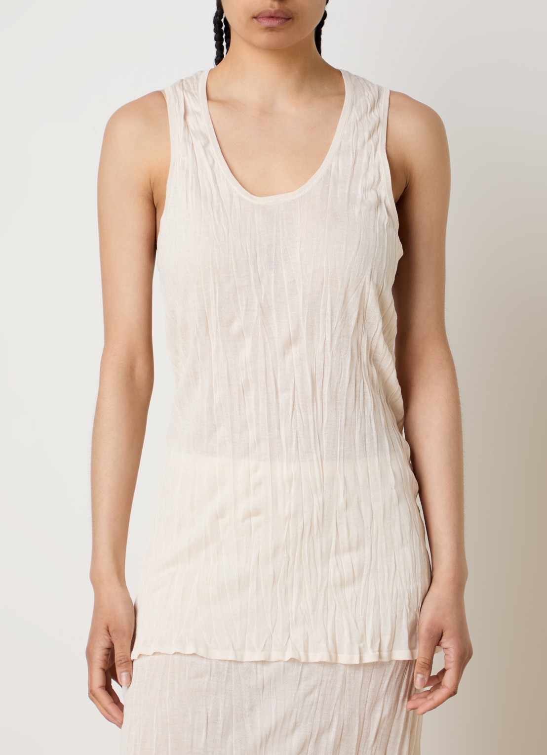 TOTEME Tanktop met structuur - detail 3 vanillegeel