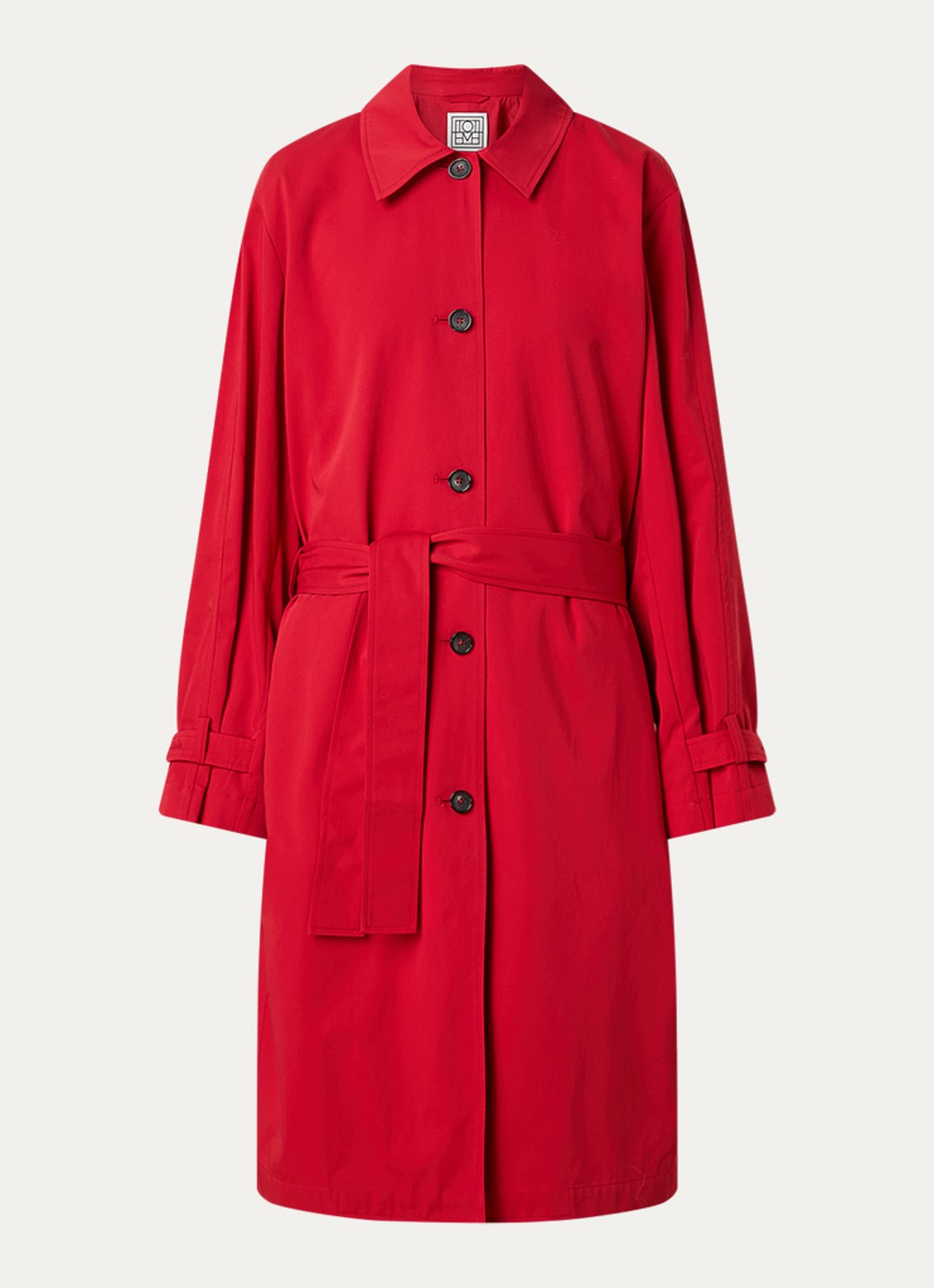 TOTEME Trenchcoat met steekzakken en strikceintuur - voorkant 2 rood