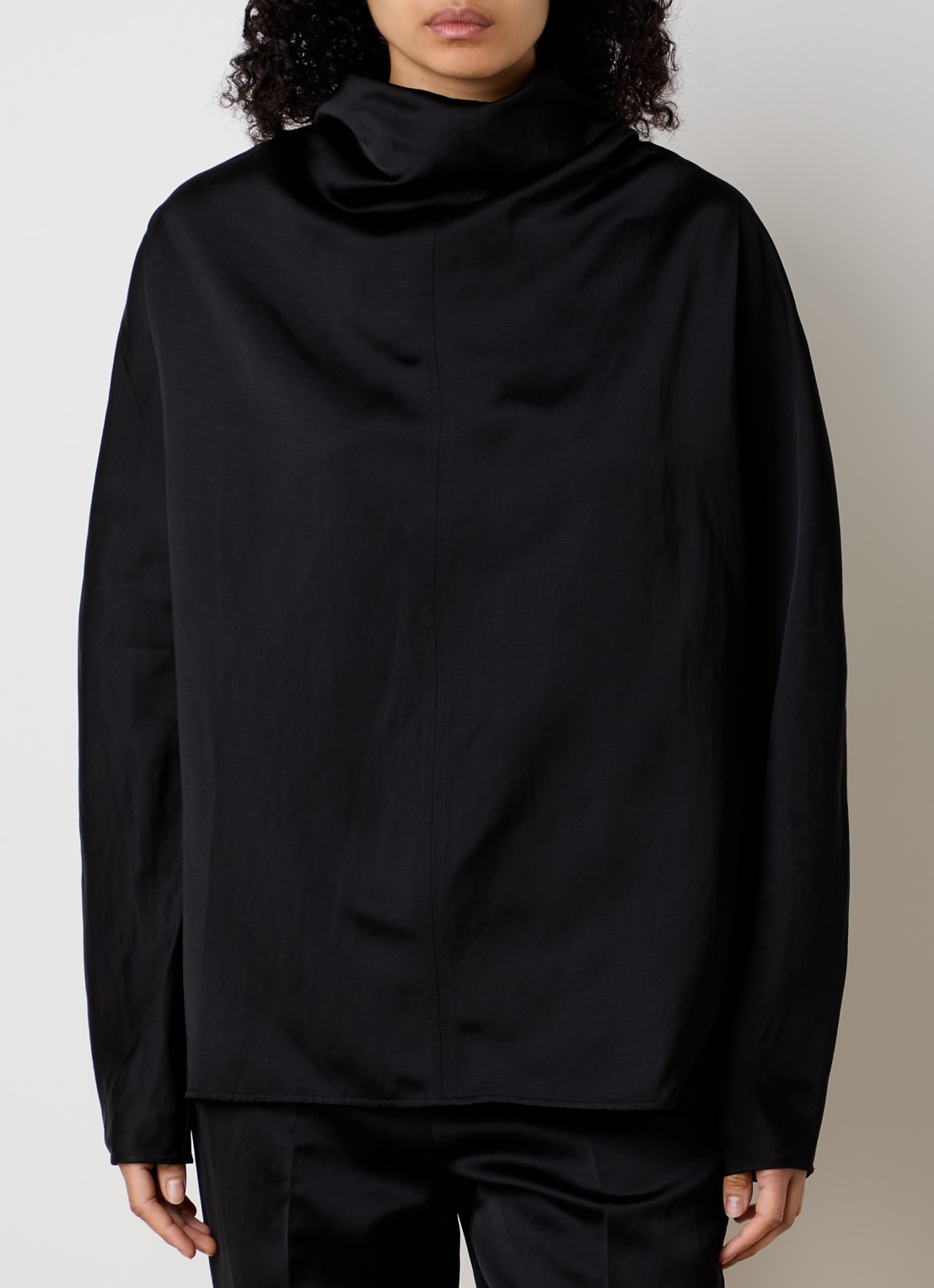 TOTEME Tuniek in linnenblend met sjaalkraag - achterkant 5 zwart