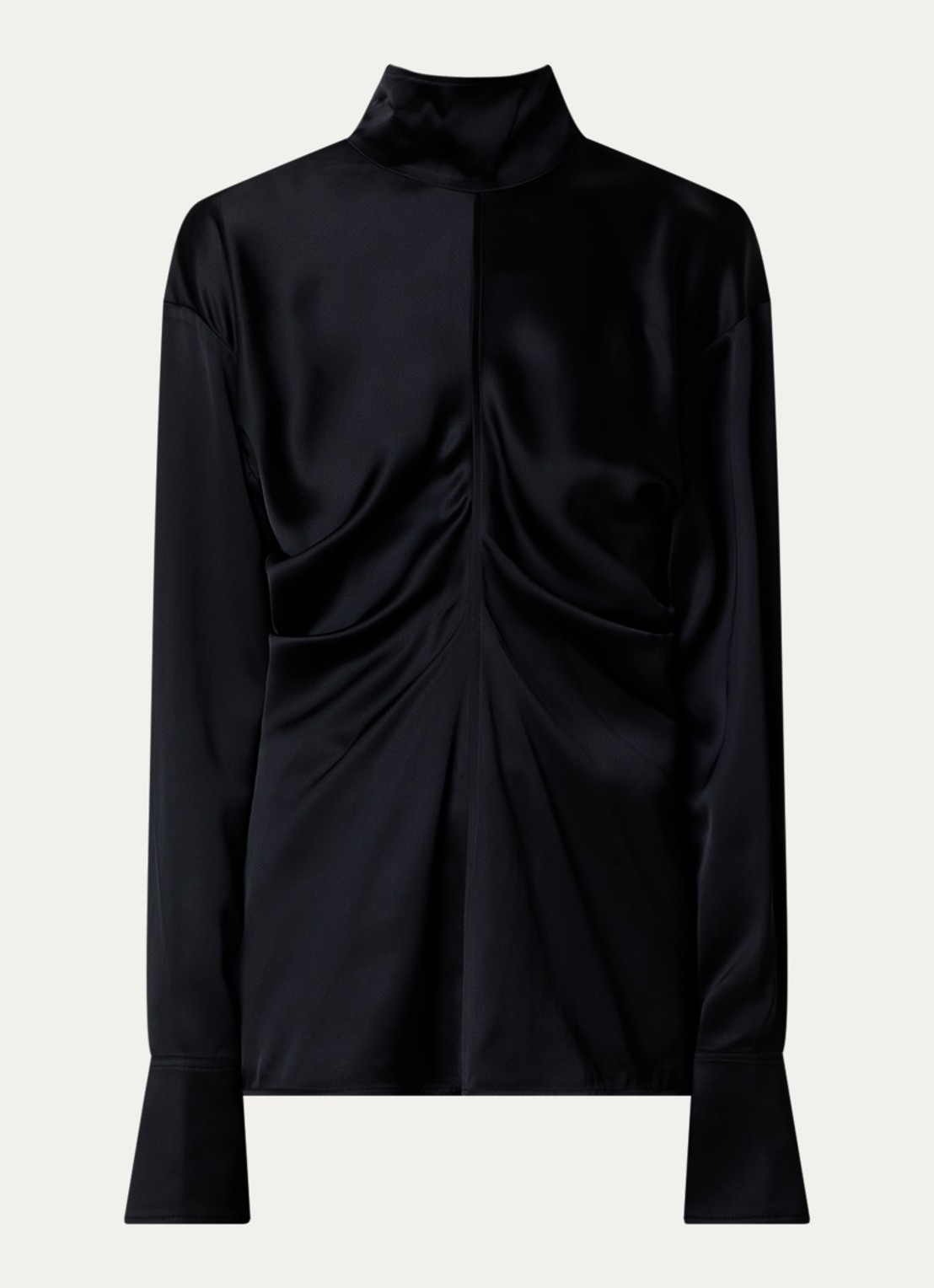TOTEME Tuniek van satijn met gedrapeerd detail - voorkant 3 zwart