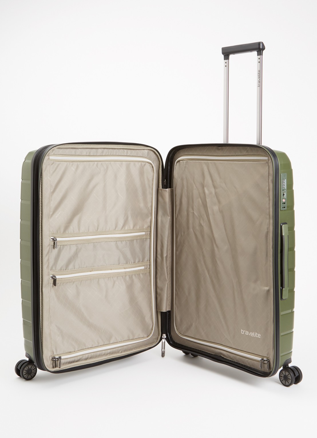Travelite Air Base M vergrootbare spinner 67 cm - voorkant 2 bronsgroen