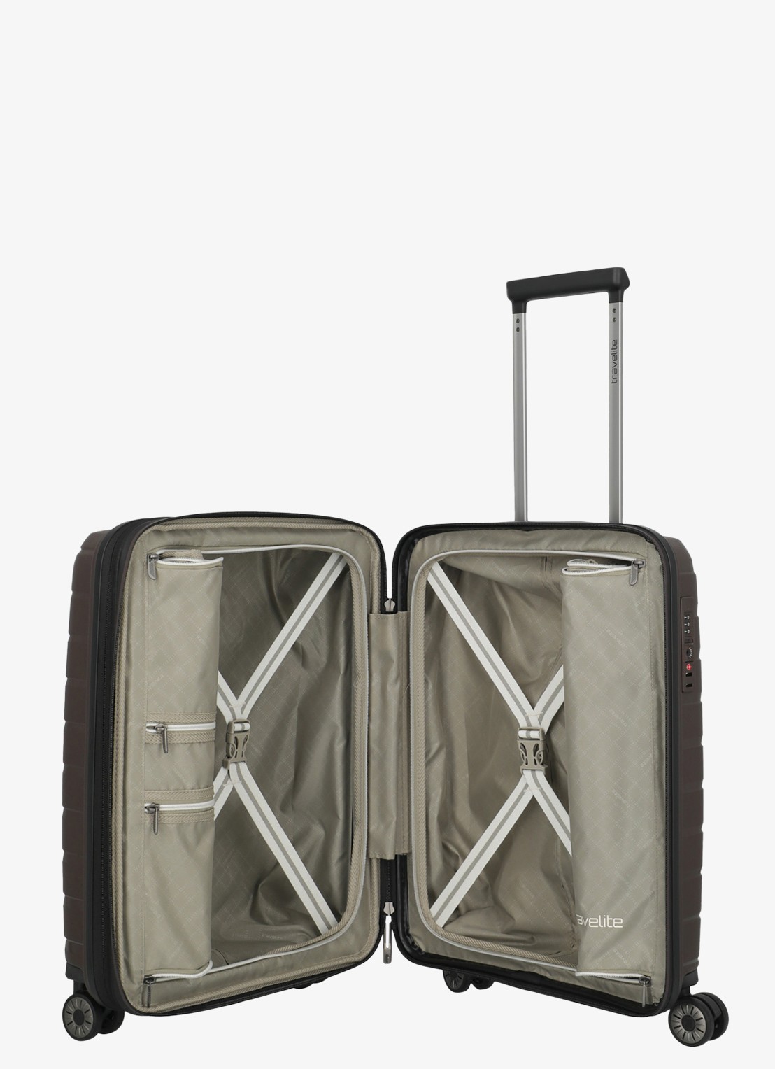 Travelite Air Base S vergrootbare spinner 55 cm - voorkant 2 bruin