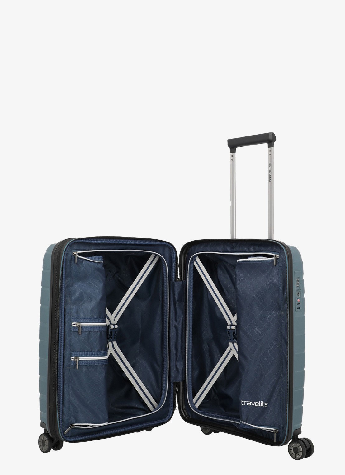 Travelite Air Base S vergrootbare spinner 55 cm - voorkant 3 blauw