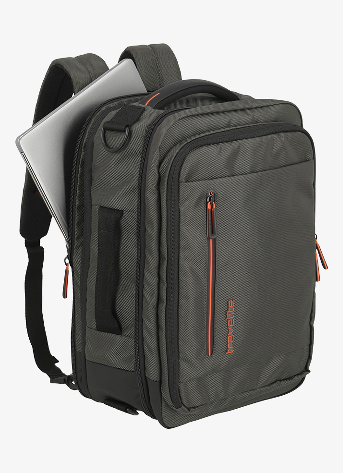 Travelite Crosslite underseater rugzak met 15 inch laptopvak - voorkant 8 groen
