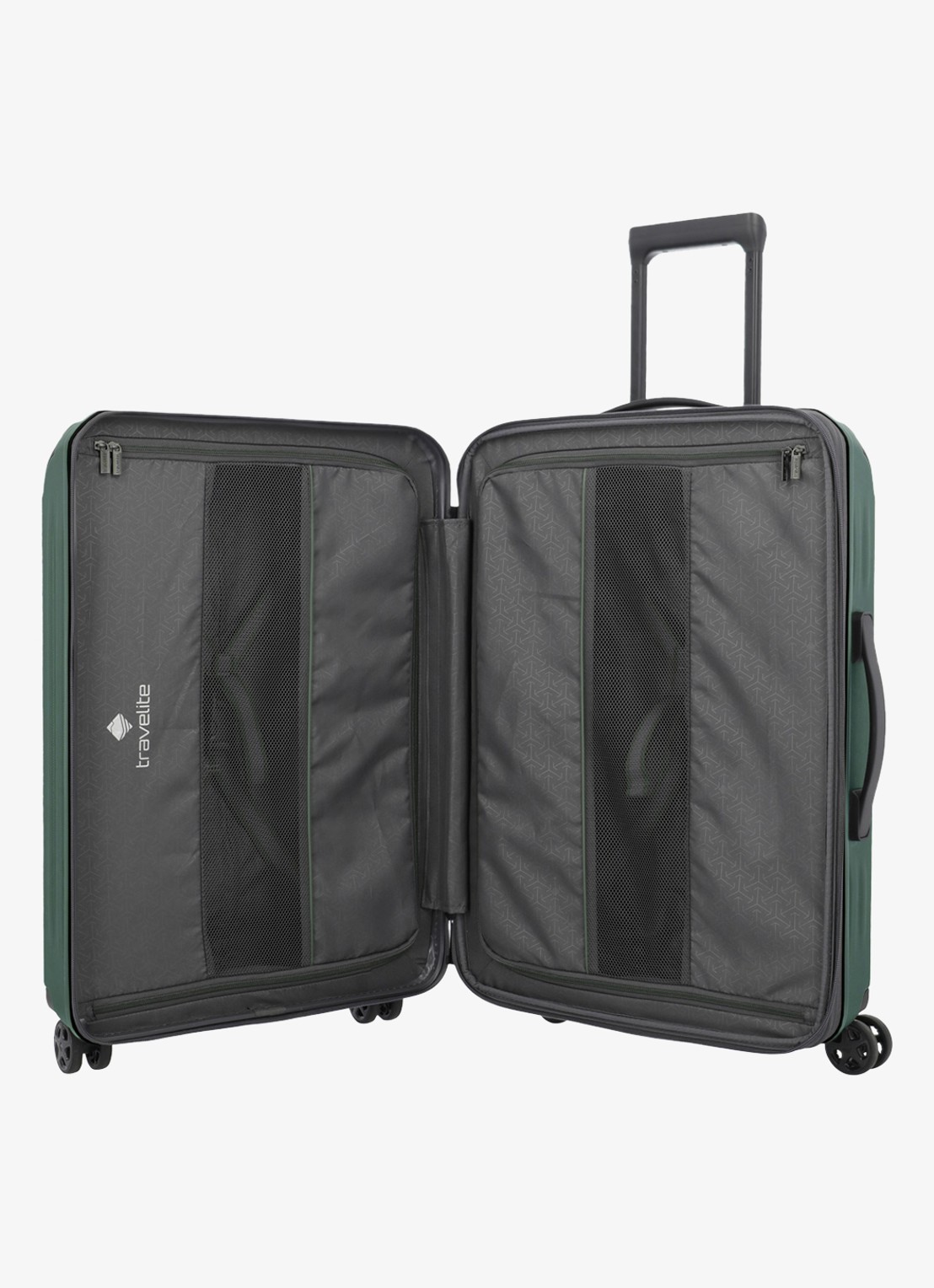 Travelite Dynamiic M vergrootbare spinner 66 cm - voorkant 2 groen