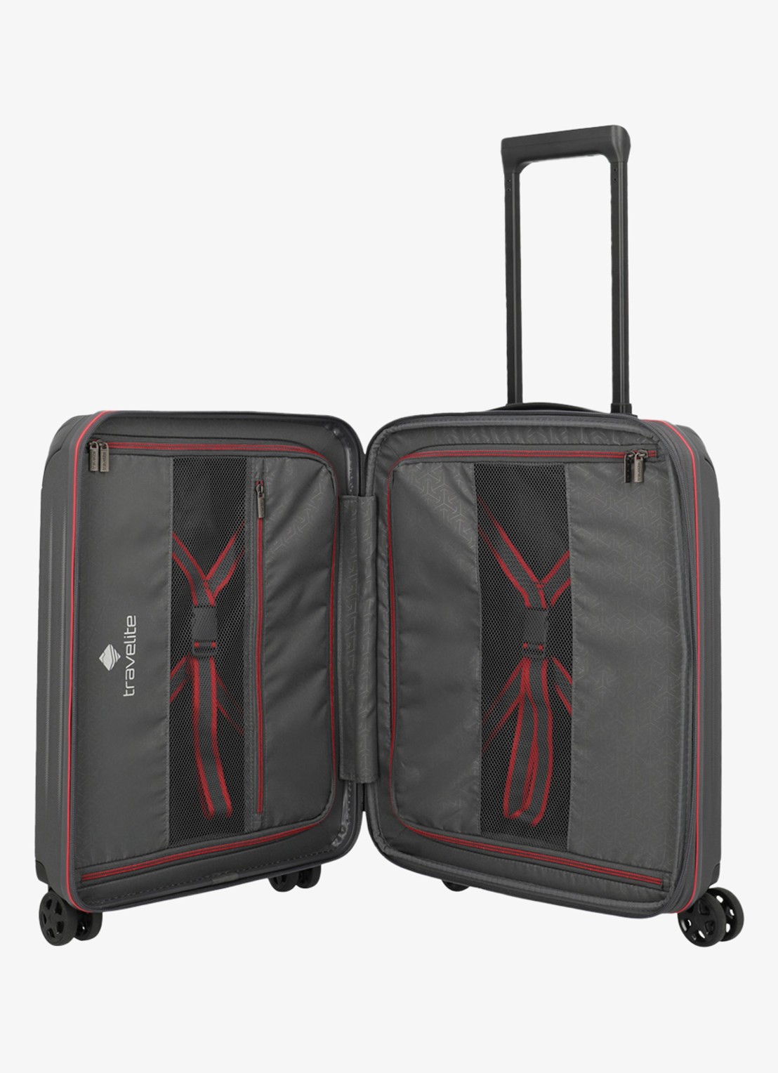 Travelite Dynamiic S vergrootbare spinner 55 cm - voorkant 2 grijs