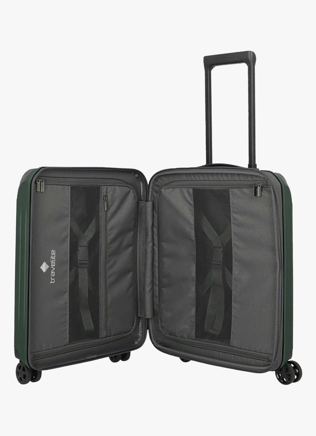 Travelite Dynamiic S vergrootbare spinner 55 cm - voorkant 3 groen