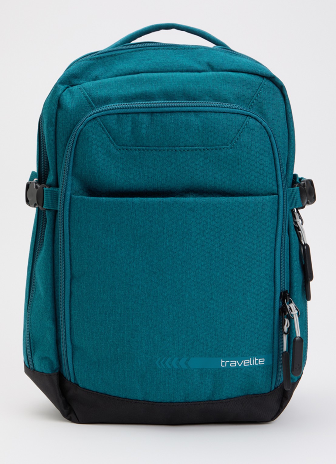 Travelite Kick Off rugzak met 13-inch laptopvak - voorkant 2 petrol