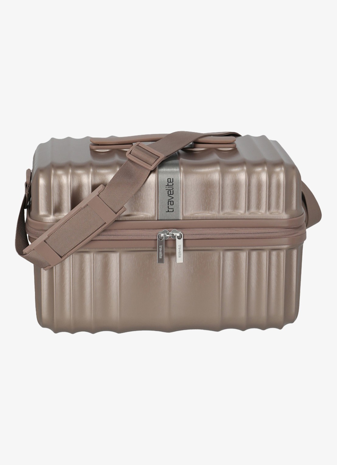 Travelite Paros beautycase met afneembare schouderriem - voorkant 2 oudroze