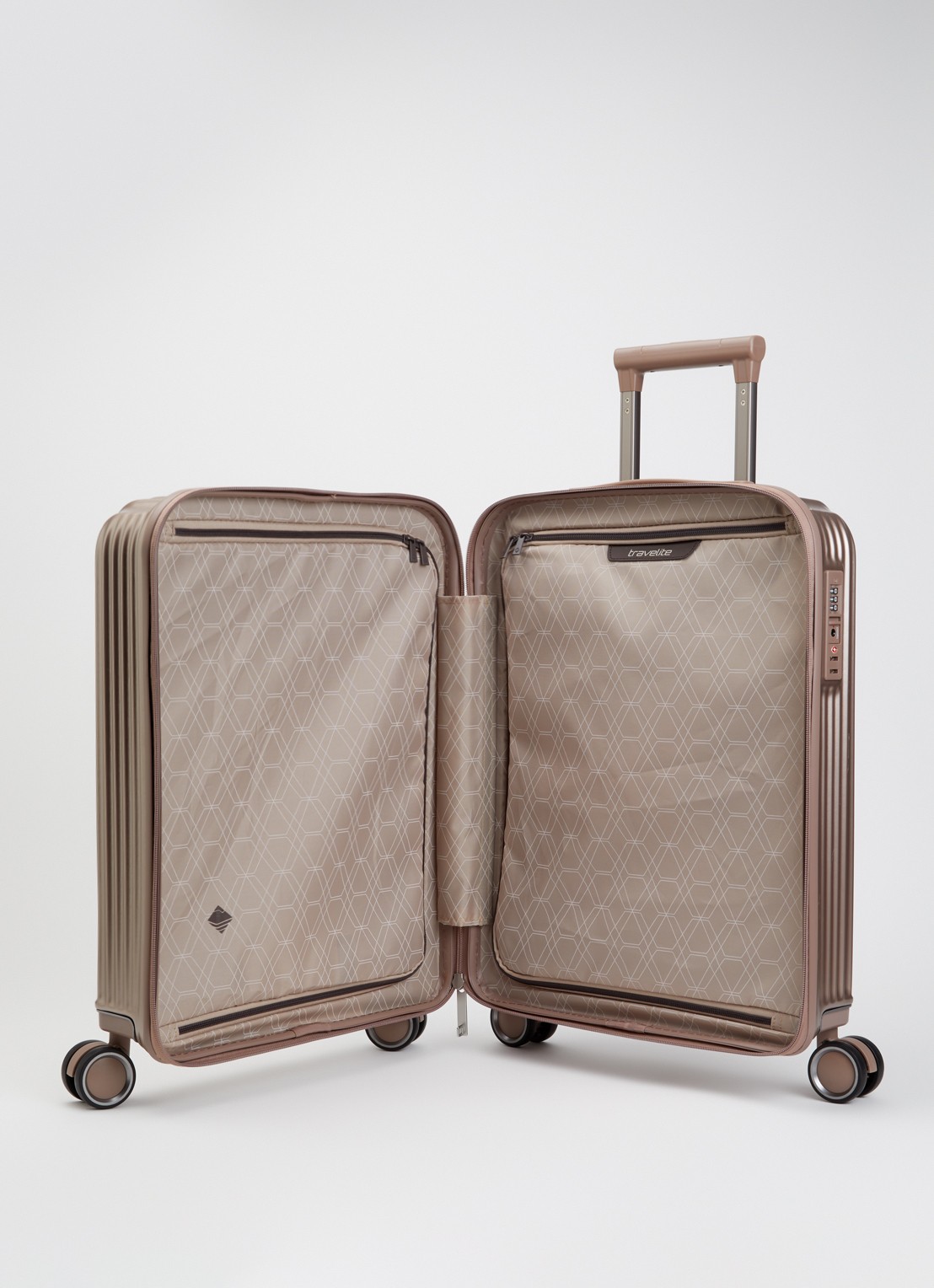 Travelite Paros S spinner 55 cm - voorkant 2 taupe