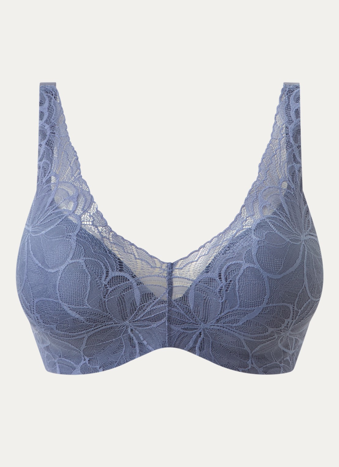 Triumph Body Make-Up Illusion Lace voorgevormde bh met overlay van kant - voorkant indigo