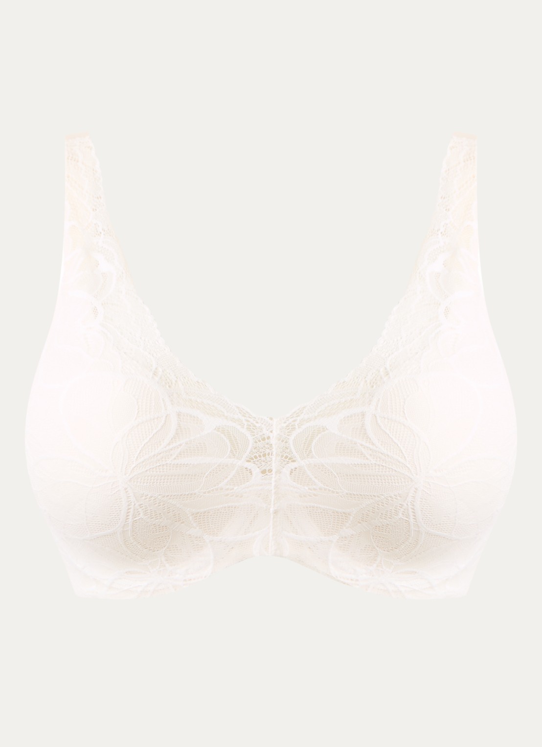 Triumph Body Make-Up Illusion Lace voorgevormde bh met overlay van kant - voorkant ivoor