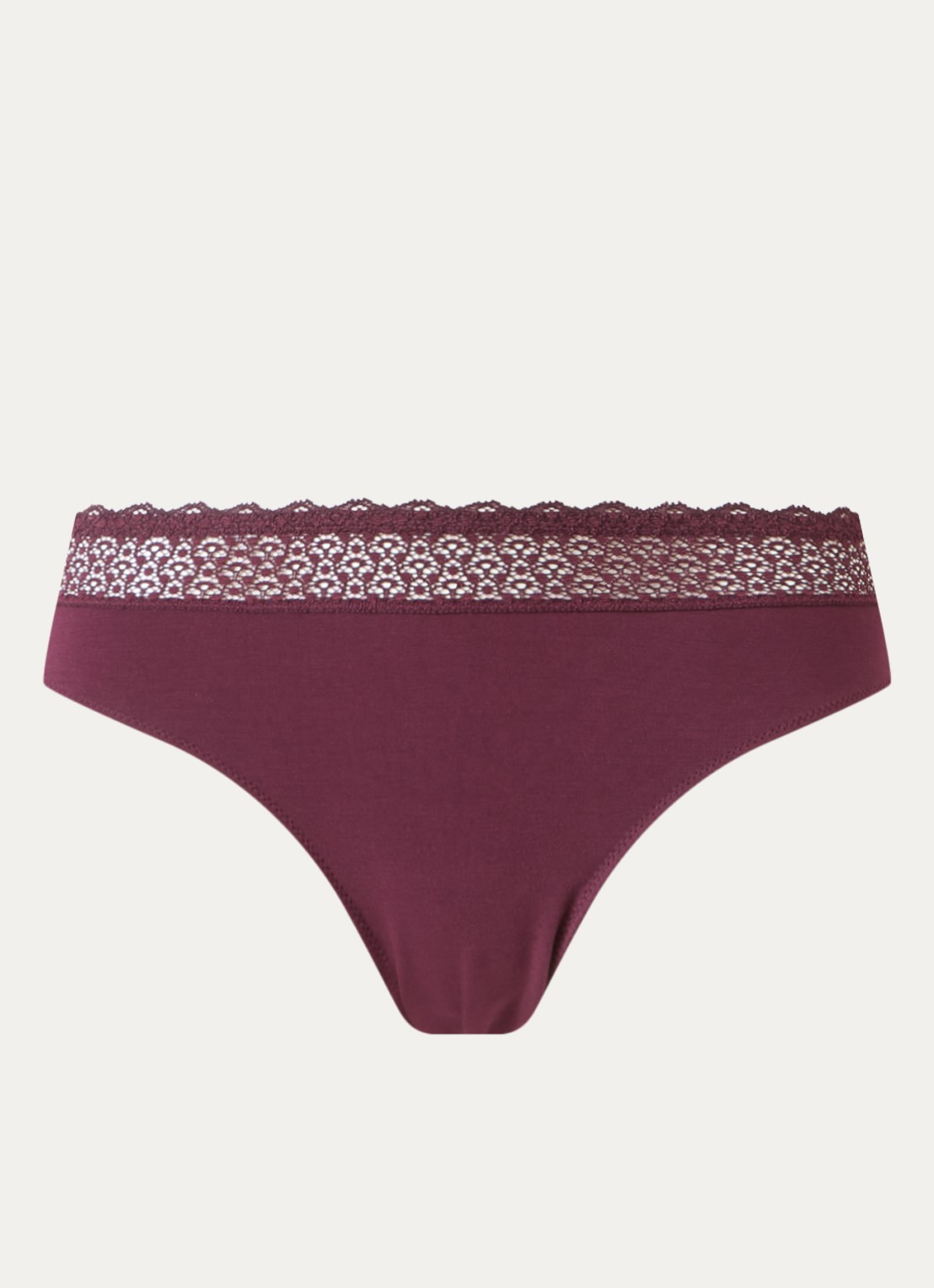 Triumph Feel of Modal slip met kant - voorkant bordeauxrood