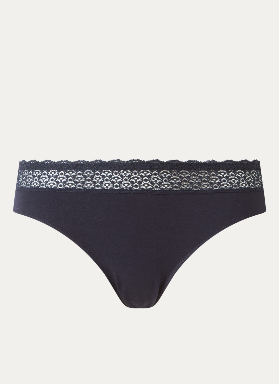 Triumph Feel of Modal slip met kant - voorkant zwart