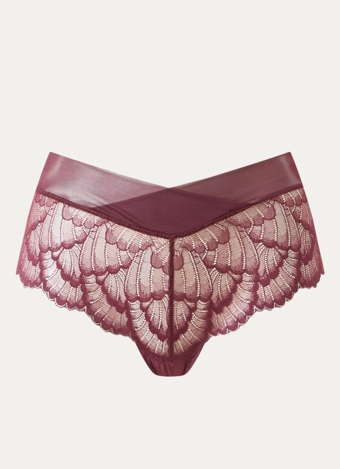 Triumph Love in Lace shorty van kant - voorkant bordeauxrood