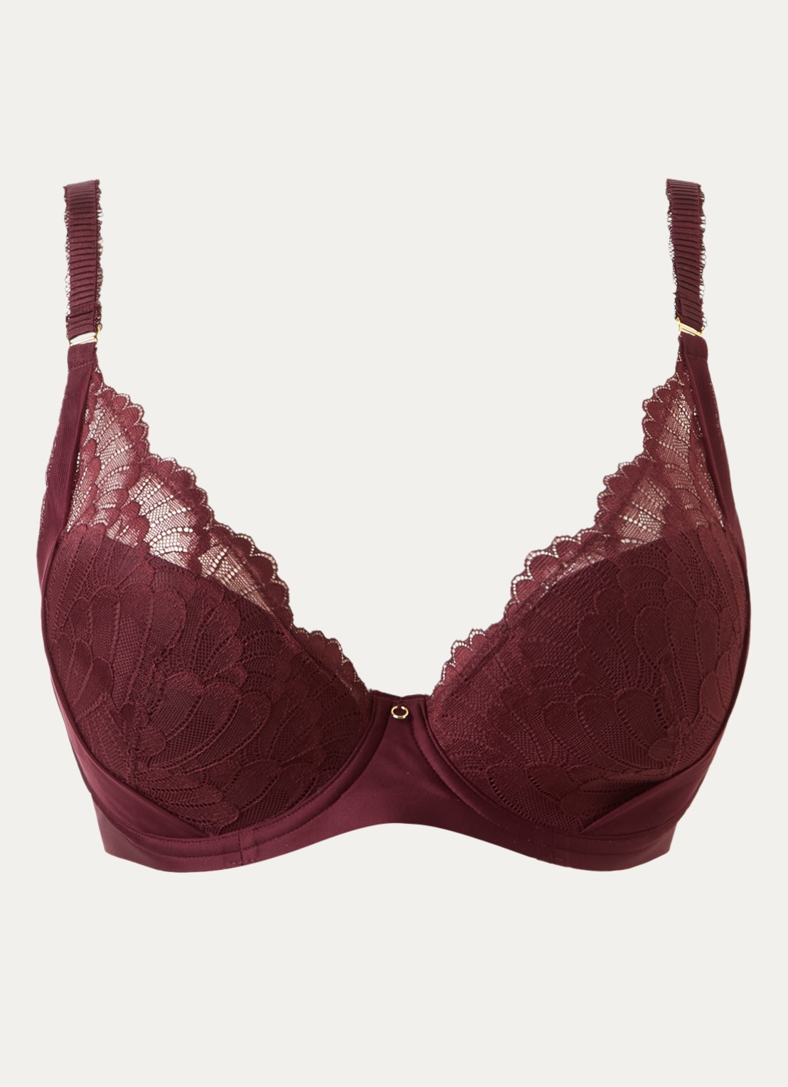 Triumph Love in Lace voorgevormde beugel bh met overlay van kant - voorkant bordeauxrood