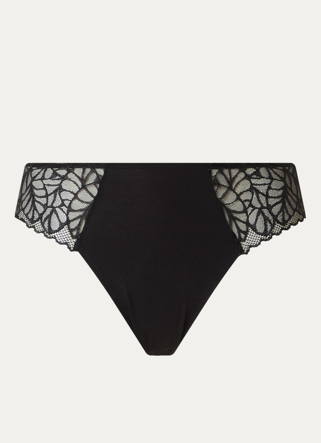 Triumph Modal Tai high waisted hipster met kant en lurex - voorkant zwart
