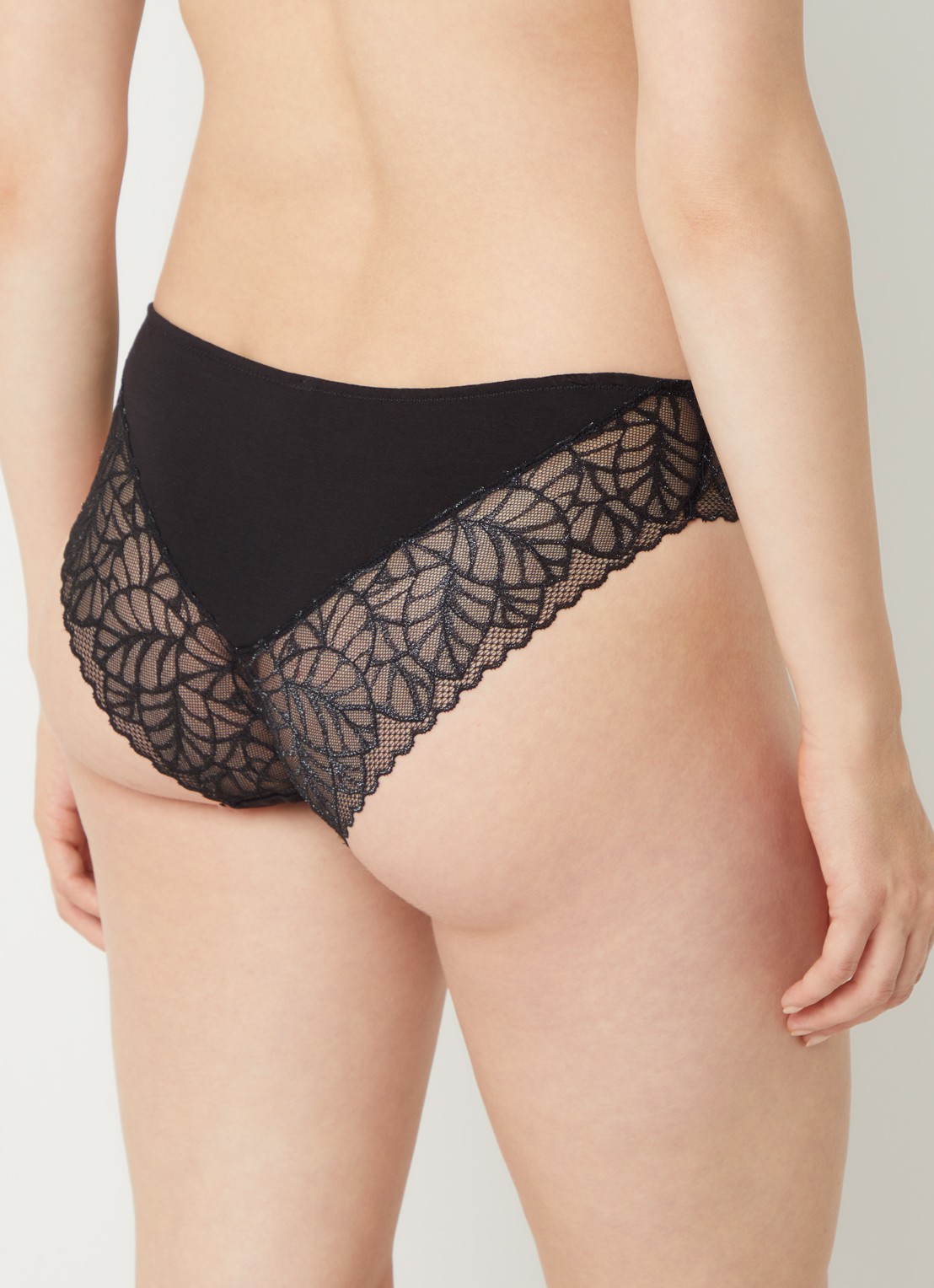 Triumph Pretty Modal high waisted hipster van kant met lurex - achterkant 4 zwart