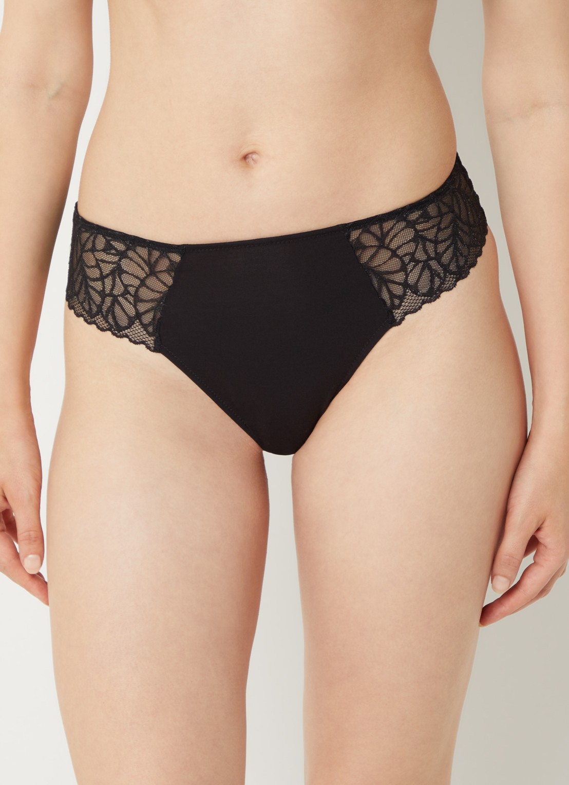 Triumph Pretty Modal high waisted hipster van kant met lurex - voorkant 3 zwart