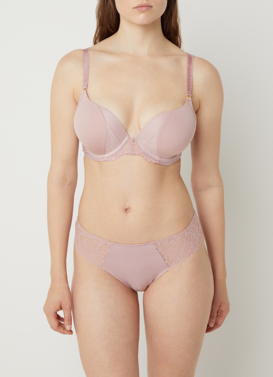 Triumph Pretty Modal high waisted hipster van kant met lurex - detail oudroze