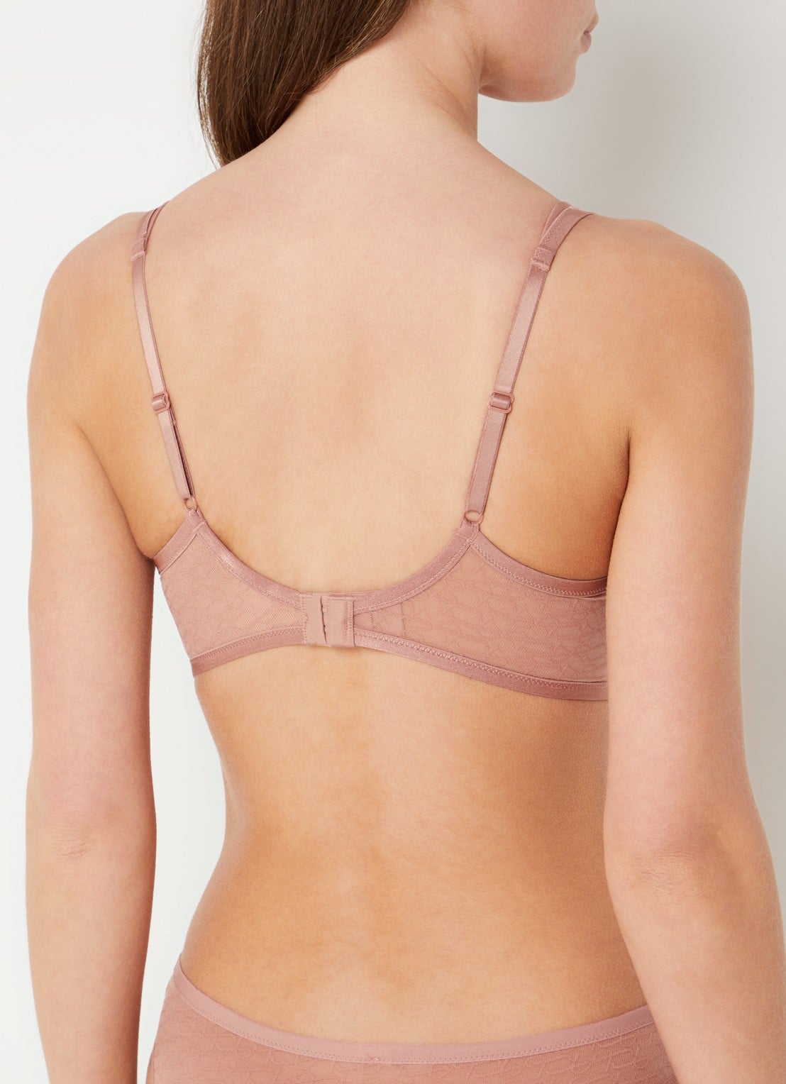 Triumph Triumph Signature beugel bh van mesh met overlay logoprint - achterkant roestbruin
