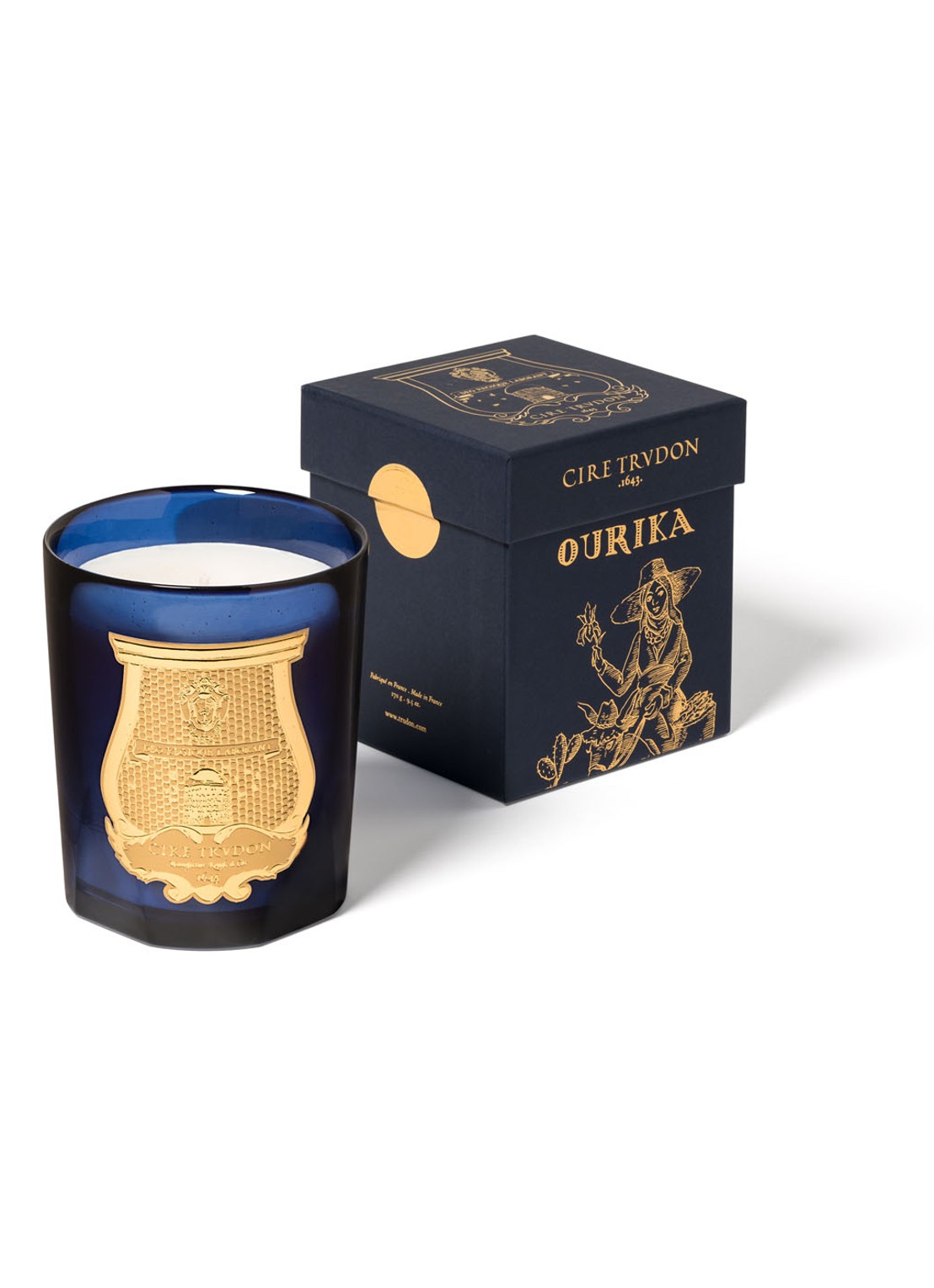 Trudon Ourika geurkaars 270 gram - detail royalblauw
