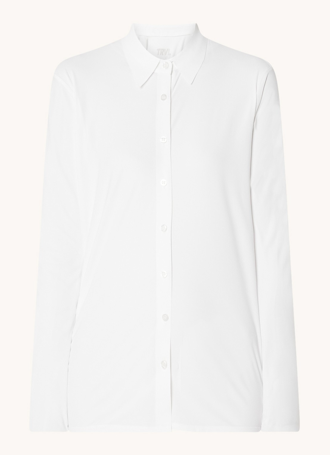 TRVL DRSS Blouse van travelstof - voorkant 3 gebroken wit