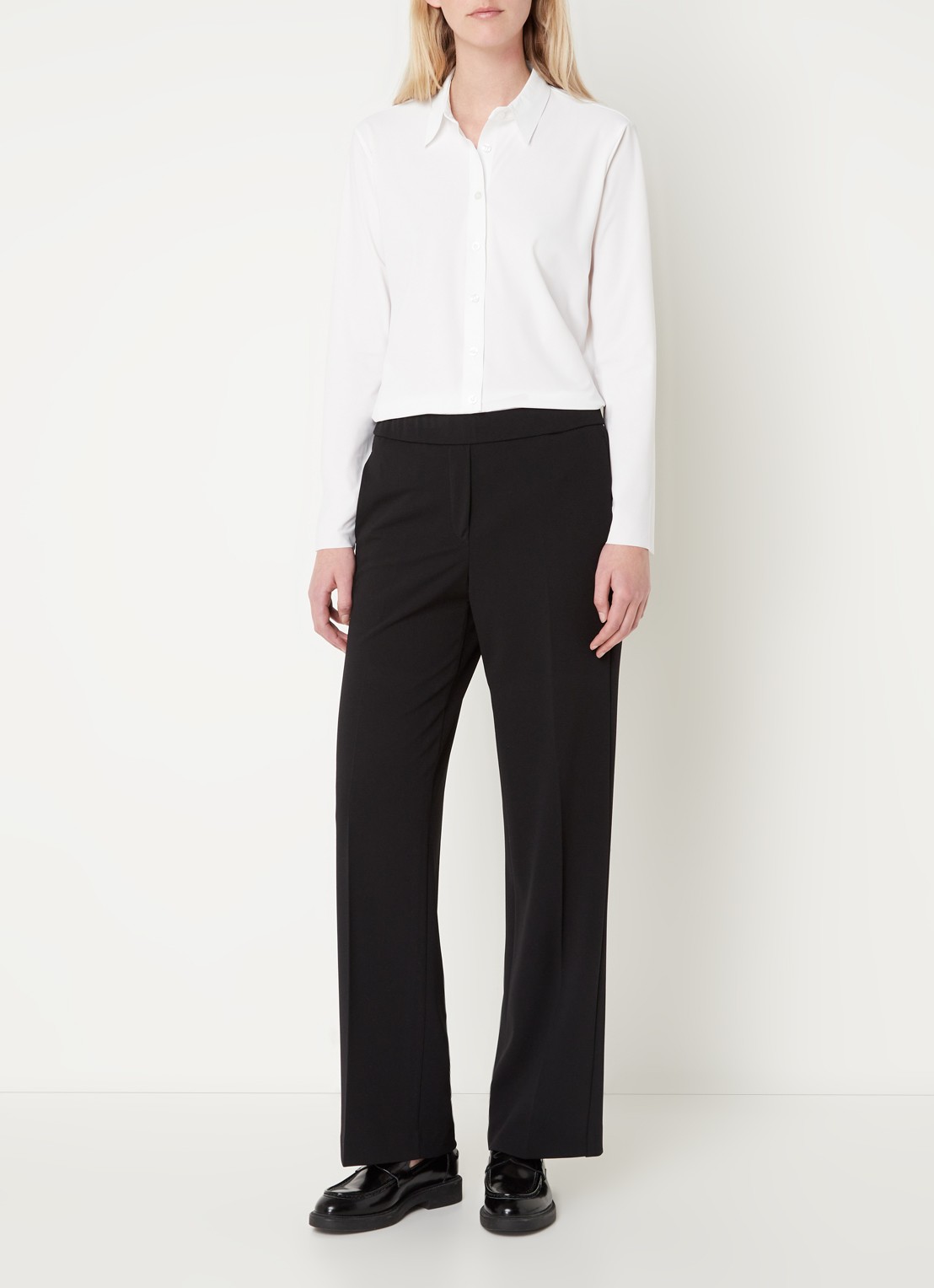 TRVL DRSS Blouse van travelstof - voorkant 4 gebroken wit