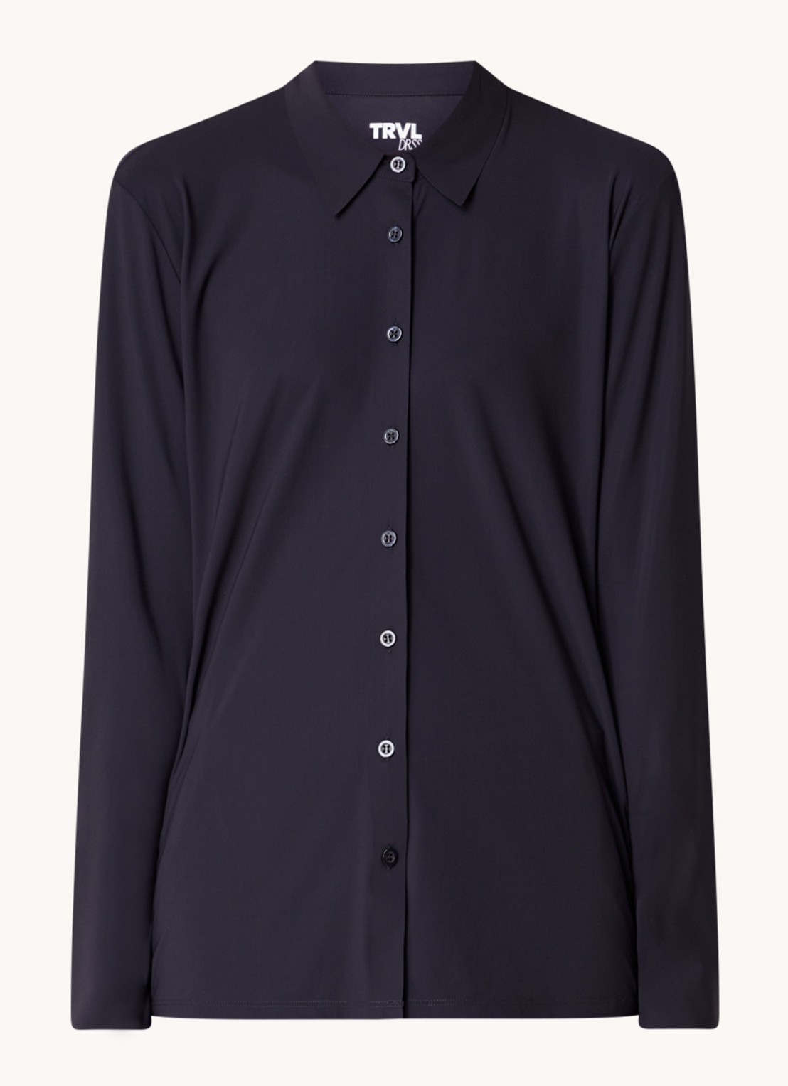 TRVL DRSS Blouse van travelstof - voorkant 3 blauw