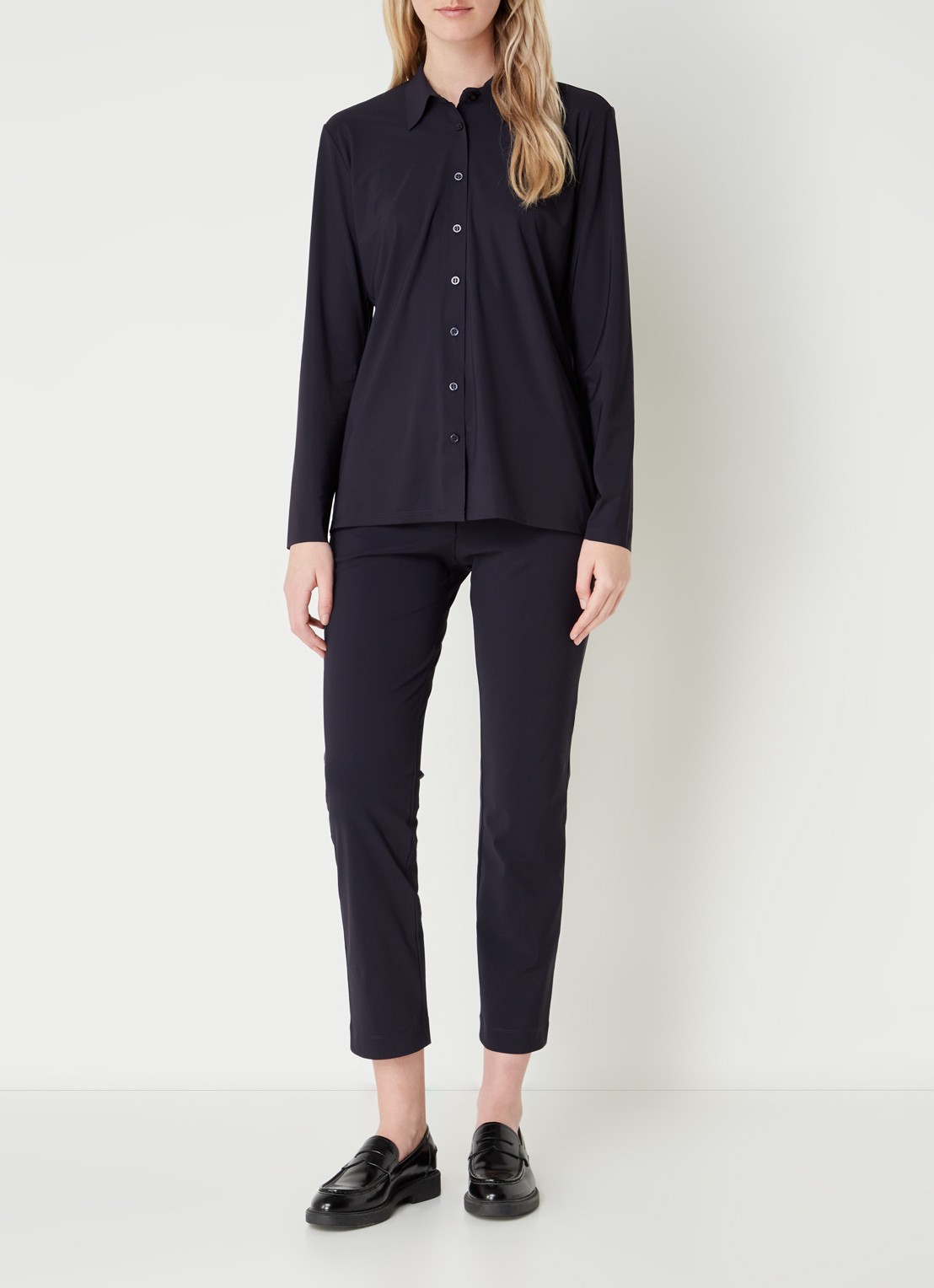 TRVL DRSS Blouse van travelstof - voorkant 4 blauw