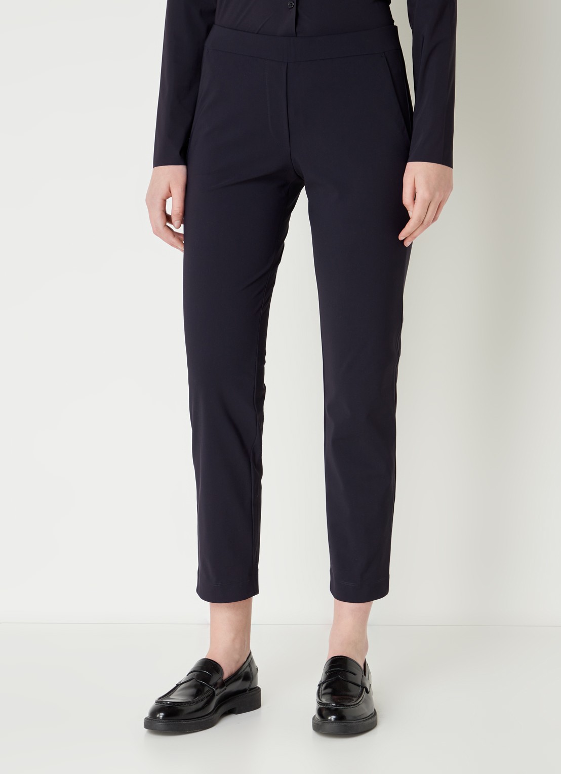 TRVL DRSS High waist slim fit pantalon van travelstof - detail 2 blauw