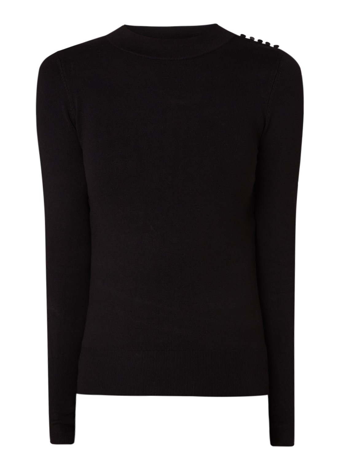 Tulisa fijngebreide longsleeve met sierknopen - voorkant 3 zwart